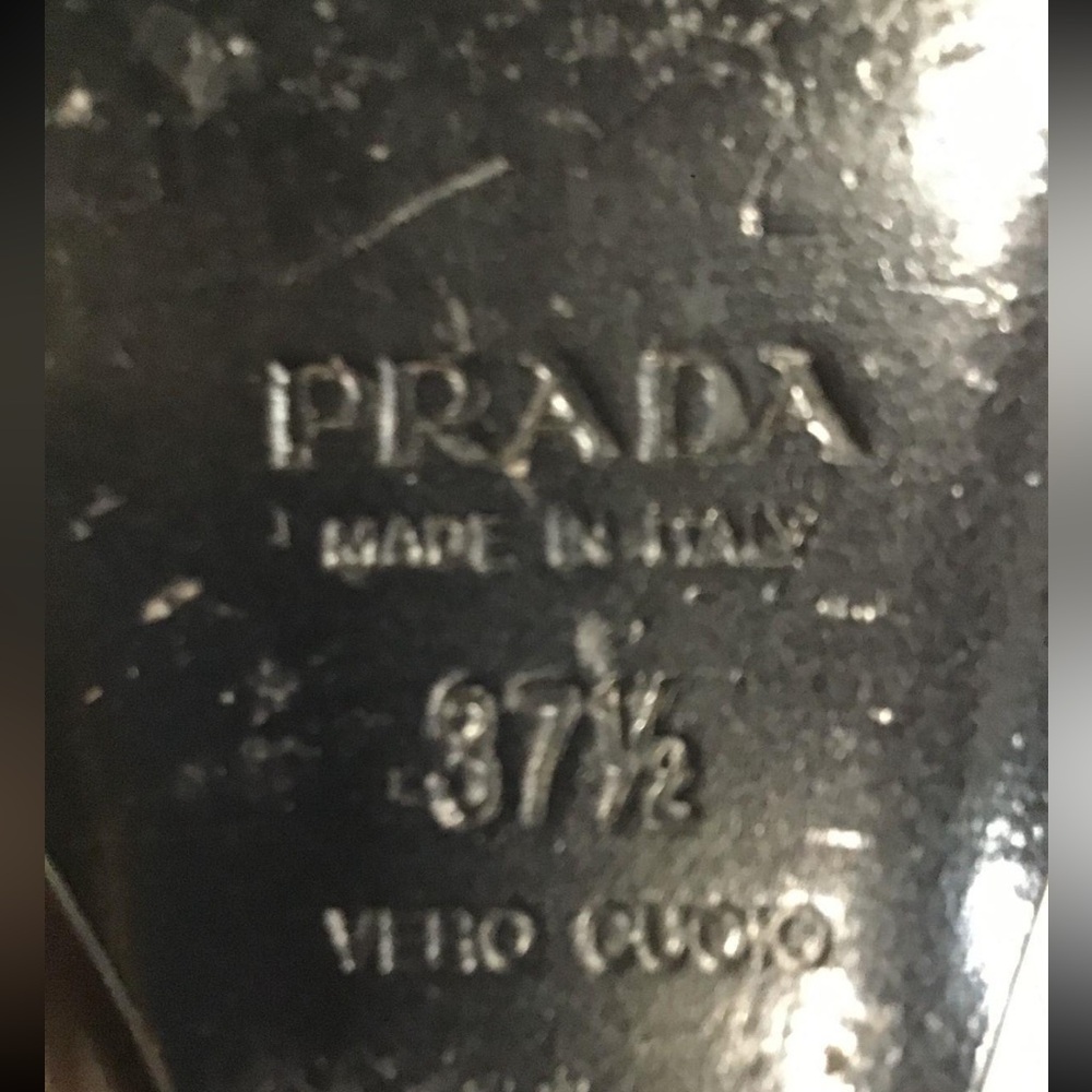 Women’s Prada Black Suede Wedge Sandal Size 37.5 - Picture 7 of 7